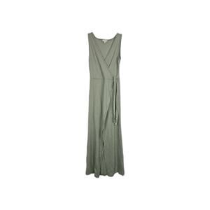 See You Monday medium green faux wrap Maxi dress Sleeveless